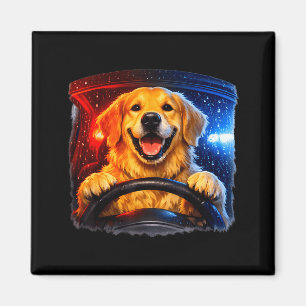Aimant Chien retriever doré drôle conduisant humour de ch