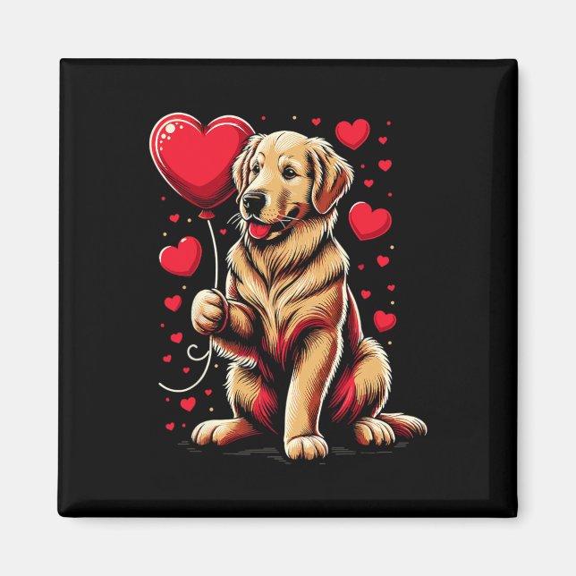 Aimant Chien Retriever doré Saint-Valentin Propriétaire d (Devant)