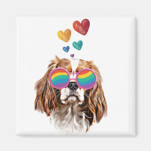 Aimant Chien roi Cavalier avec coeur Saint Valentin