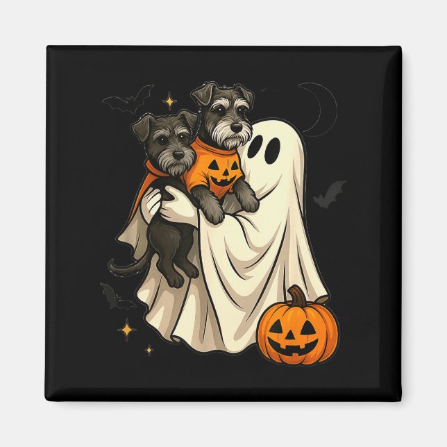 Aimant Chien Schnauzer Miniature Fantôme Halloween  (Devant)