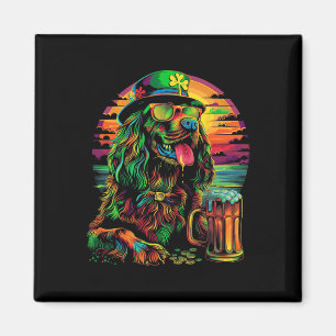 Aimant Chien Setter Irlandais Lunettes Saint-Patrick Bièr