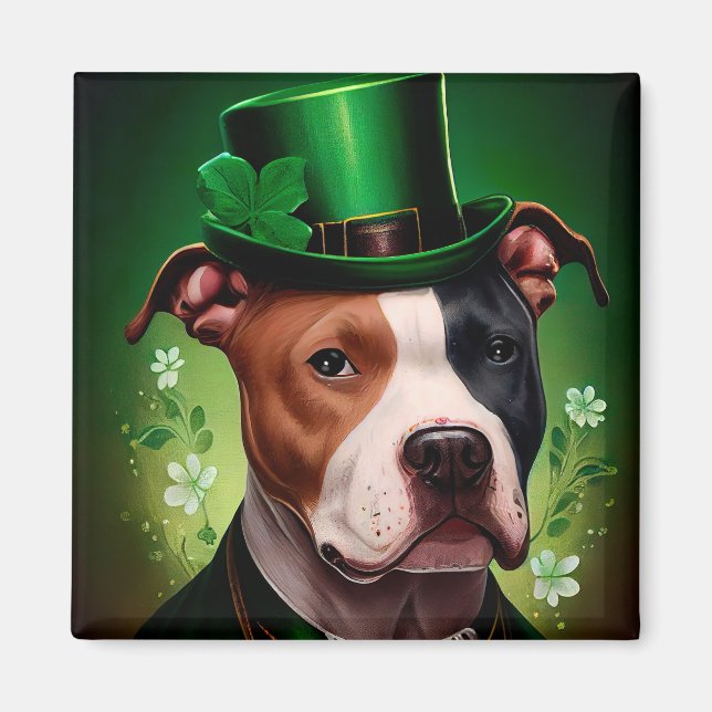 Aimant Chien Staffordshire américain à la Saint-Patrick (Devant)