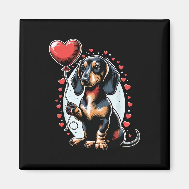 Aimant Chien teckel Saint-Valentin propriétaire de chien  (Devant)