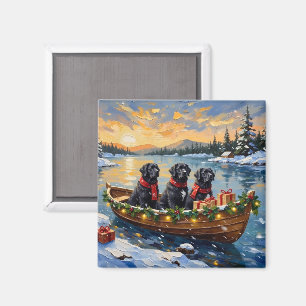 Aimant Chien Terre-Neuve Noël Bateau Fêtes