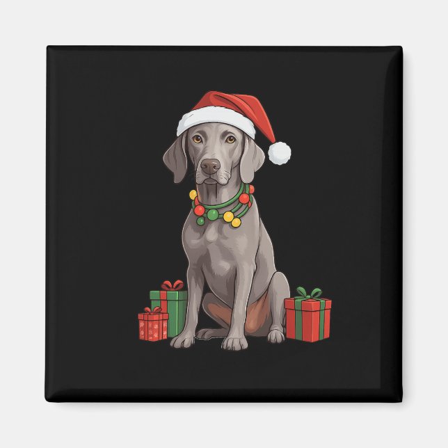 Aimant Chien Weimaraner de Noël  (Devant)