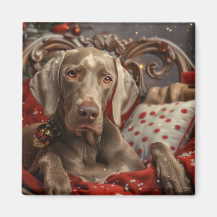 Aimant Chien Weimaraner Noël Fêtard