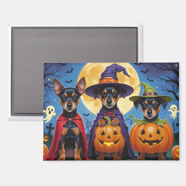 Aimant Chiens Affenpinscher Citrouille Halloween Drôle (Recto/Verso)
