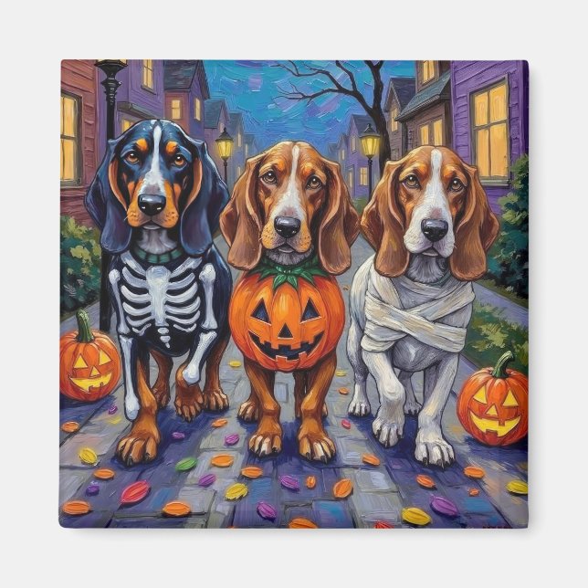 Aimant Chiens Basset Hound faisant Trick-or-Treating pour (Devant)