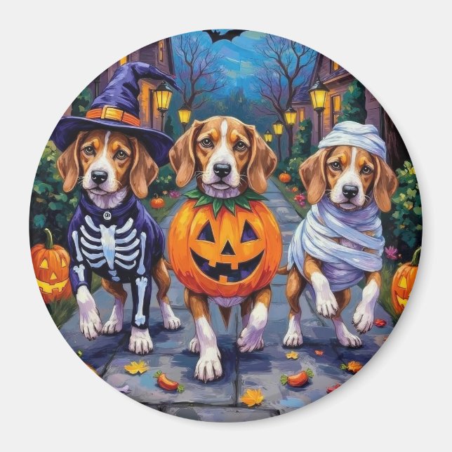 Aimant Chiens beagles en costume d'Halloween (Devant)
