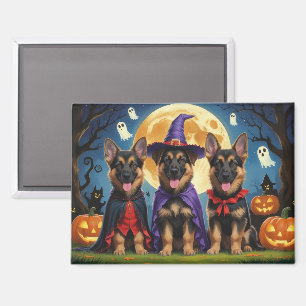 Aimant Chiens bergers allemands Citrouille Halloween drôl