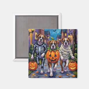 Aimant Chiens Boxers demandant des friandises pour Hallow