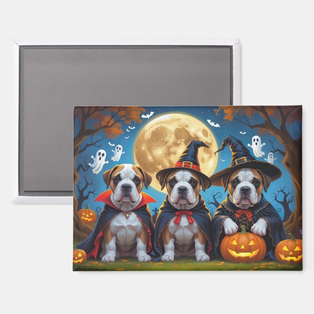 Aimant Chiens Bullmastiff Citrouille Halloween Funny (Recto/Verso)