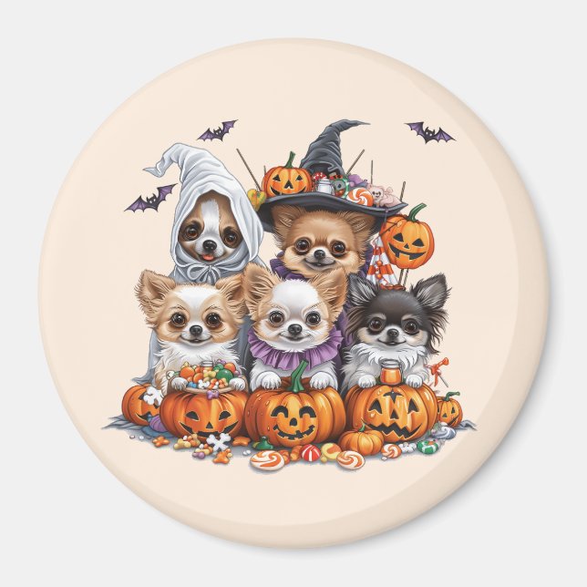 Aimant Chiens Chihuahua Halloween (Devant)