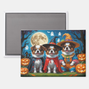 Aimant Chiens Chin Japonais Citrouille Halloween drôle