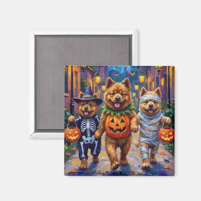 Aimant Chiens Chow Chow Trick-or-Treating Costume d'Hallo (Recto/Verso)
