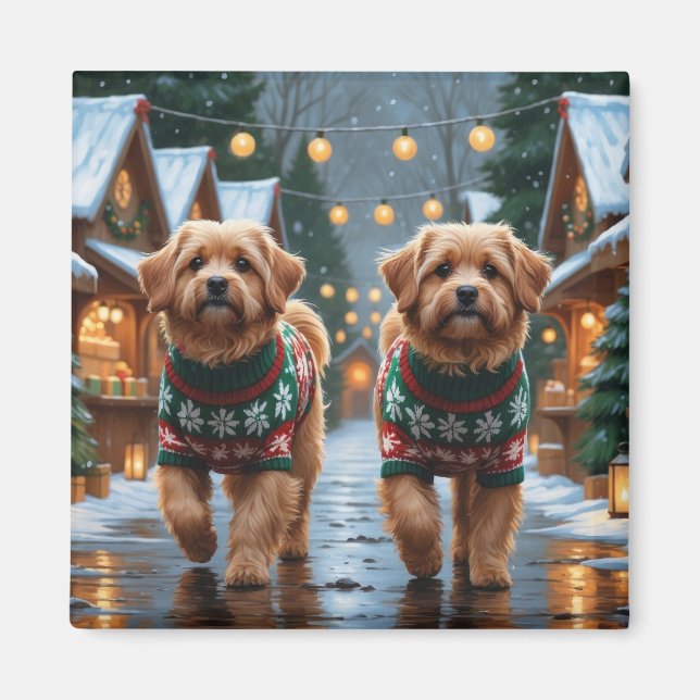 Aimant Chiens Coton De Tulear Noël Neige Fêtes (Devant)