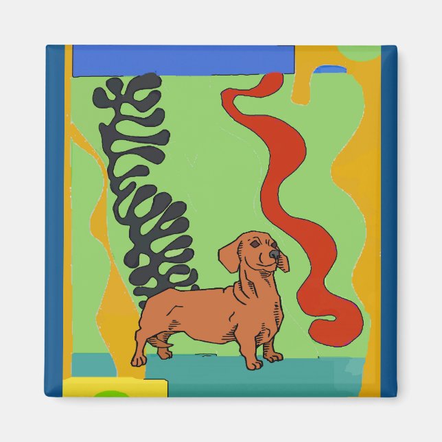 Aimant Chiens, Dachshund Abstrait, ajouter du texte (Devant)