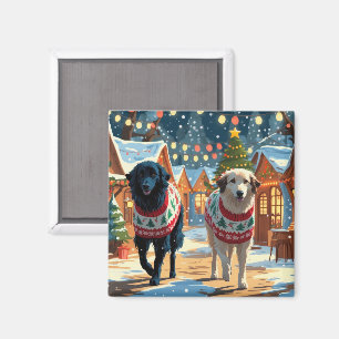 Aimant Chiens de berger d'Anatolie Noël Neige Fêtes