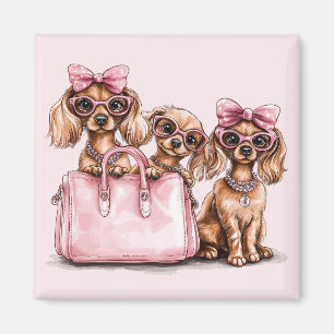 Aimant Chiens de Dachshund à la mode Porte-monnaie rose