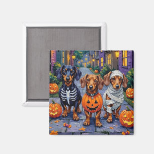 Aimant Chiens de Dachshund Trick-or-Treating en Halloween