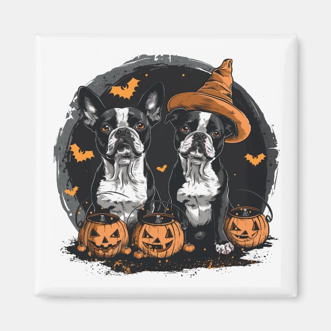 Aimant Chiens de Halloween Boston Terrier (Devant)