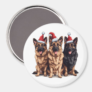Aimant Chiens de Père Noël, berger allemand de Noël