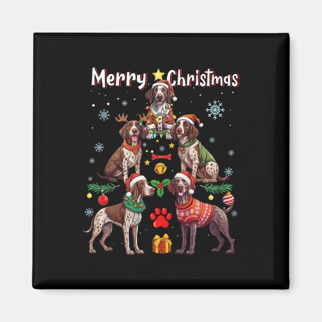 Aimant Chiens de pointer germains Joyeux Noël Tr (Devant)