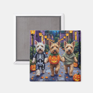 Aimant Chiens De Terrier Roue En Cotumes D'Halloween