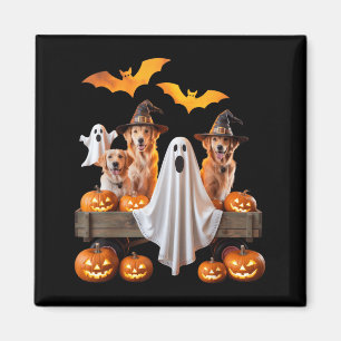 Aimant Chiens d'Halloween avec citrouilles et chauves-sou