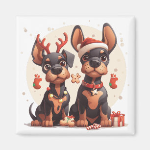 Aimant Chiens Dobermann de Noël