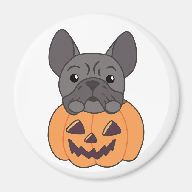 Aimant Chiens doux Citrouilles français de Bulldog Joyeux (Devant)