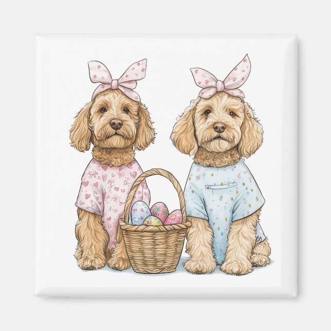 Aimant Chiens Goldendoodle de Pâques (Devant)