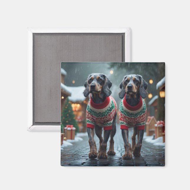 Aimant Chiens Griffon à Poil Dur de Noël Neige  (Recto/Verso)