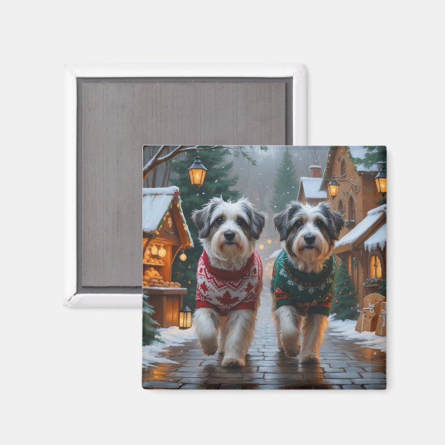 Aimant Chiens Havanais Noël Neige Fêtes (Recto/Verso)