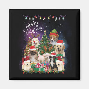 Aimant Chiens Joyeux Noël Lumière