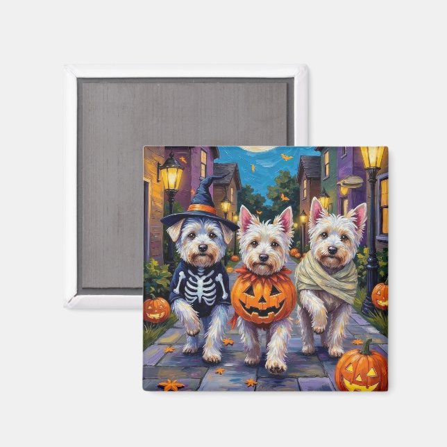 Aimant Chiens maltais Trick-or-Treating Costumes d'Hallow (Recto/Verso)