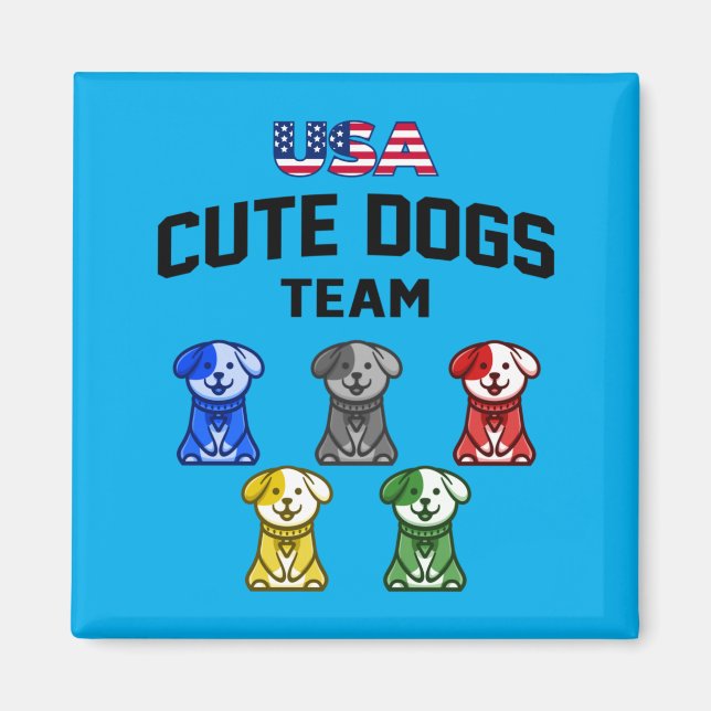 Aimant Chiens Mignons Drôles Équipe De Chiots Usa (Devant)