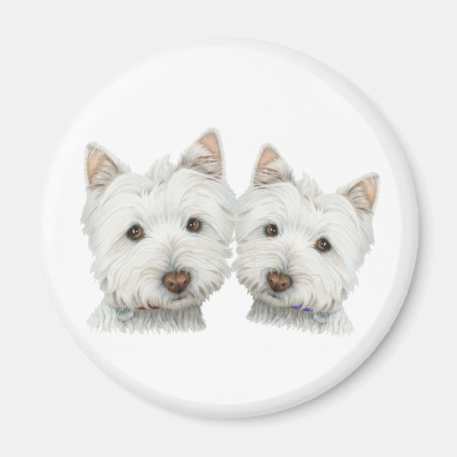 Aimant Chiens mignons Westie (Devant)