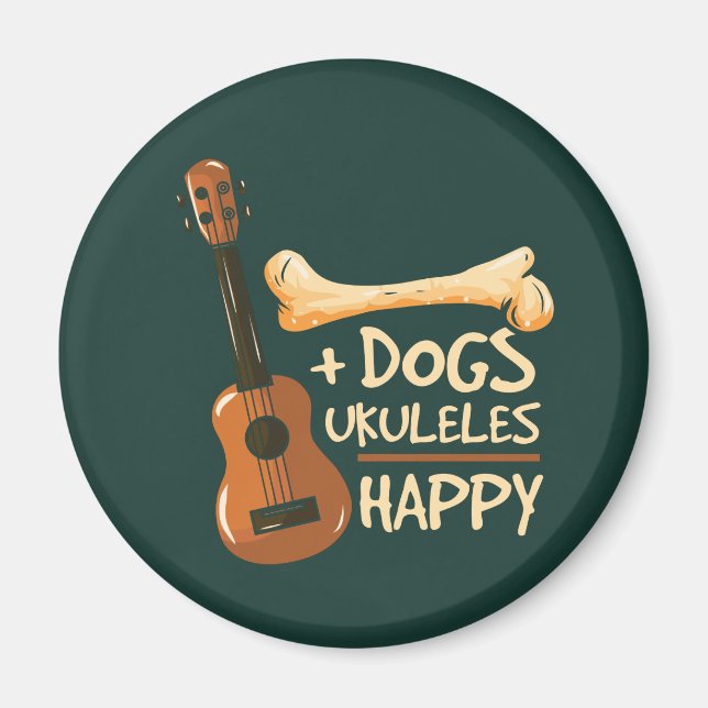Aimant Chiens Plus Ukuleles égalent un joyeux sac de nouv (Devant)