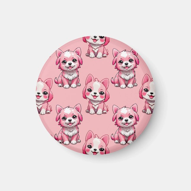 Aimant Chiens roses mignons (Devant)