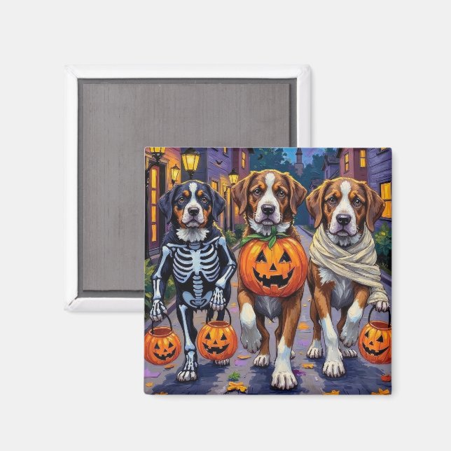 Aimant Chiens Saint-Bernard en costumes d'Halloween (Recto/Verso)