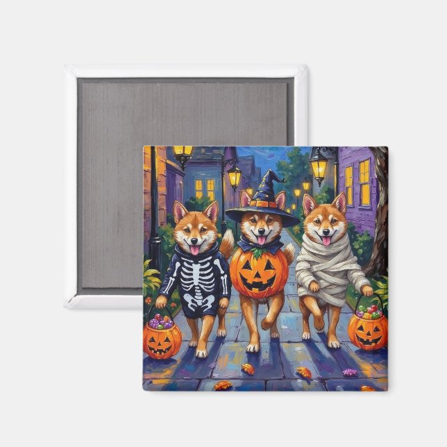Aimant Chiens Shiba Inu en costumes d'Halloween (Recto/Verso)
