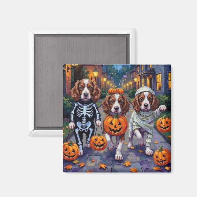 Aimant Chiens Springer Spaniel en costumes d'Halloween (Recto/Verso)