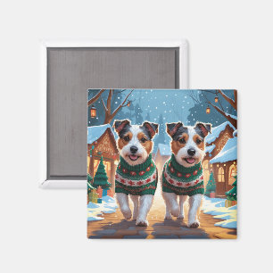 Aimant Chiens Terrier Australien Noël Neige Vacances