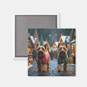 Aimant Chiens Terrier Blé Noël Neige Fêtes 