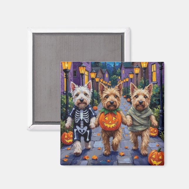 Aimant Chiens Terrier Wheaten en Costumes d'Halloween (Recto/Verso)