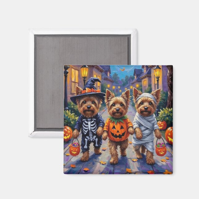 Aimant Chiens Yorkshire Terrier en costumes d'Halloween (Recto/Verso)