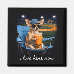 Aimant Chihuahua boit du café glacé terrain de baseball e