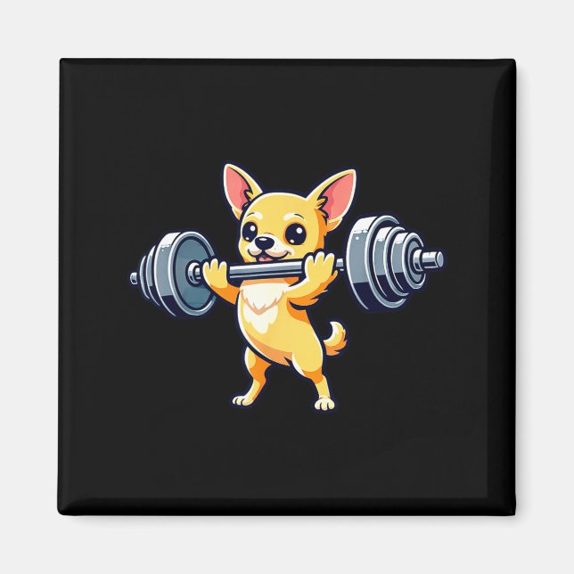 Aimant Chihuahua chien powerlifting musculation gym (Devant)