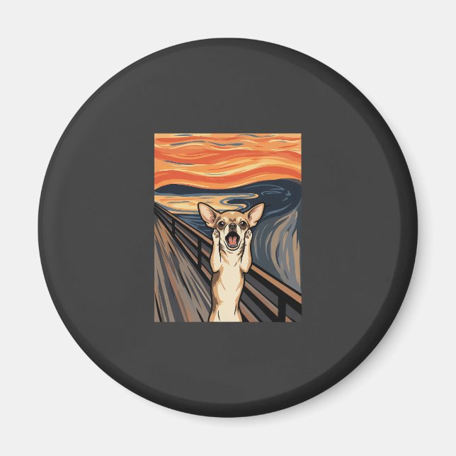 Aimant Chihuahua Cri Expressionniste Art de Chien_1 (Devant)